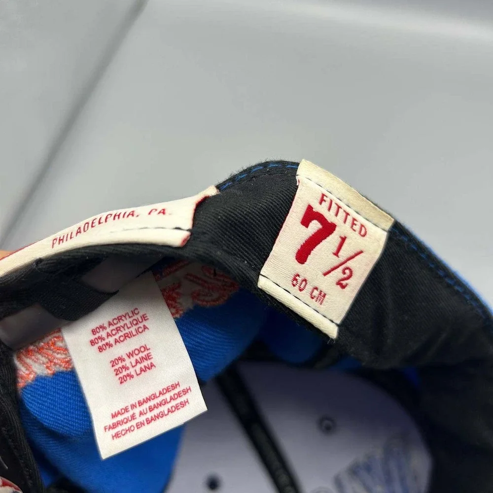 Oklahoma City Thunder Hat Men 7 1/2 Blue Embroidered Mitchell & Ness Fitted Cap - Picture 6 of 8